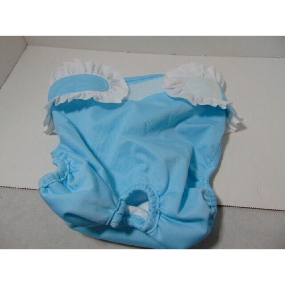 Ruffled Doggie Diaper Washable Female Dog Diapers Light Blue LARGE
